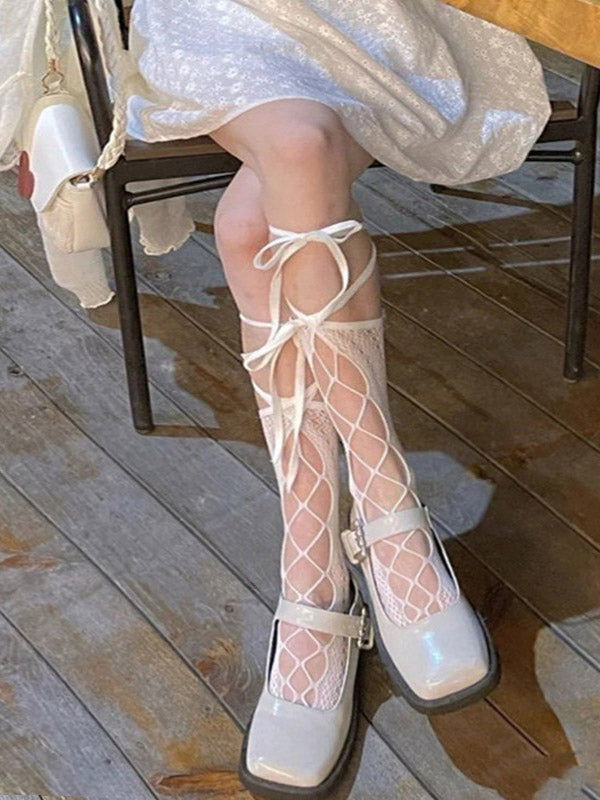 Wrap Around Tie Cutout Long Socks