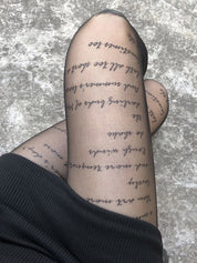 Allover Letter Printed Sheer Tights