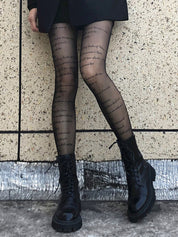 Allover Letter Printed Sheer Tights
