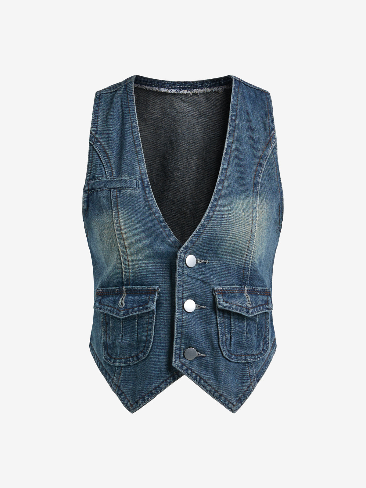 Button Front Denim Corset Top