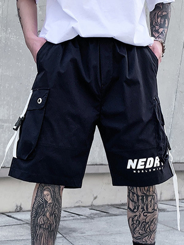 Men's Buckle Pocket Loose Cargo Shorts