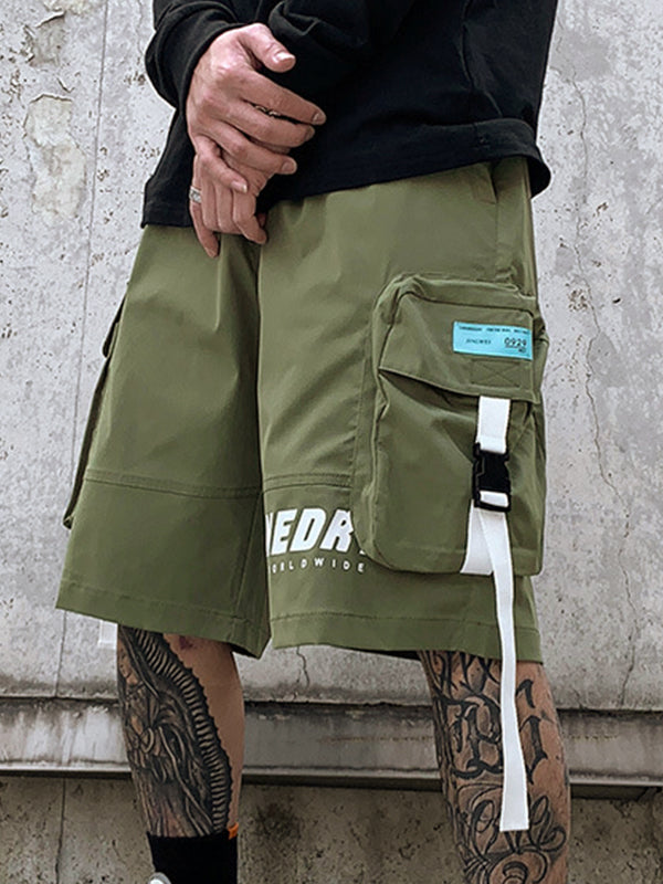 Men's Buckle Pocket Loose Cargo Shorts
