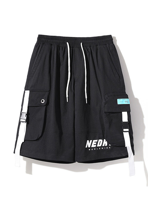 Men's Buckle Pocket Loose Cargo Shorts