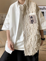 Men's Patchwork Short Sleeve Button Down Shirt