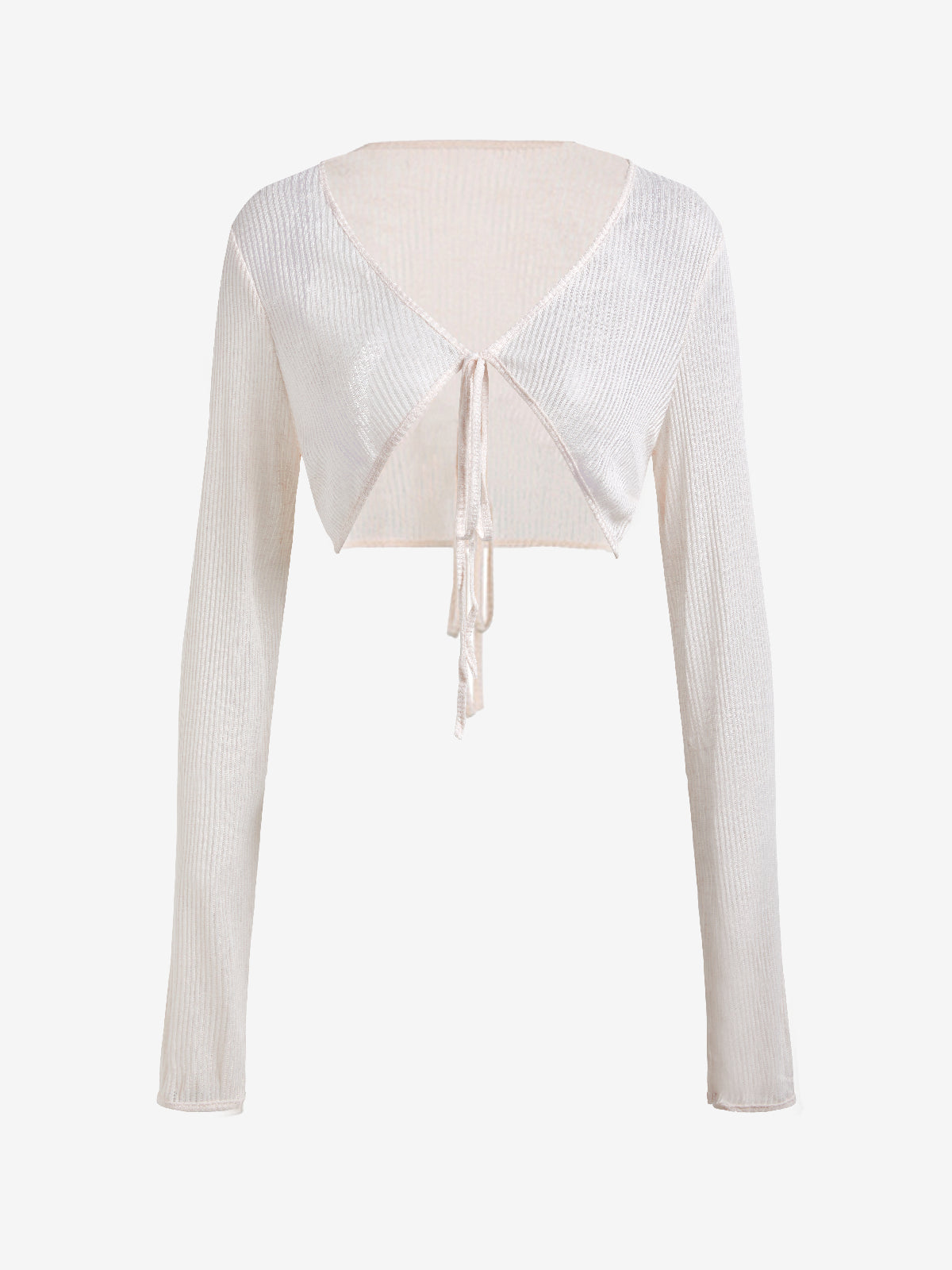 Tie Front Cardi Ribbed Knit Crop Top