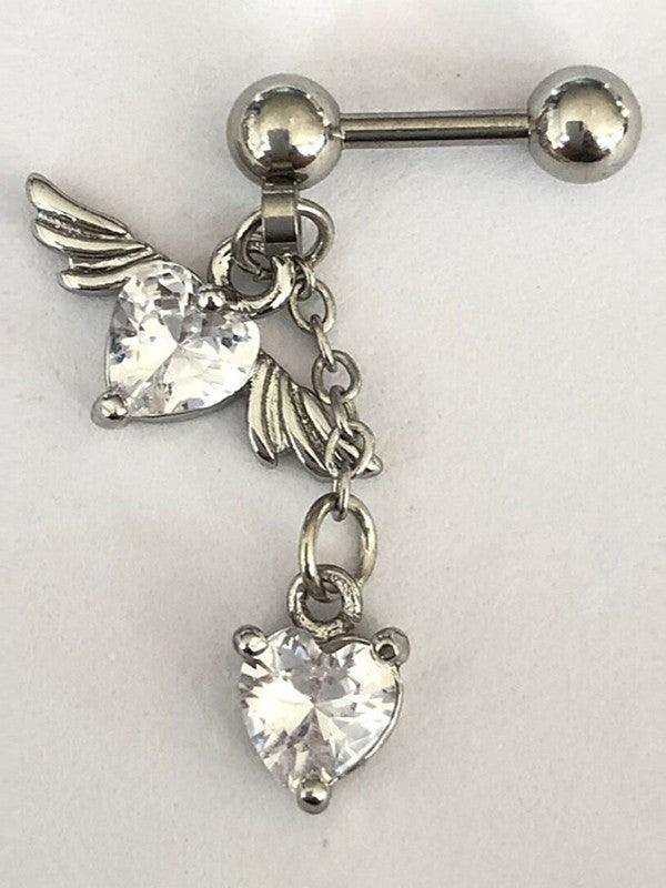 1pc Winged Heart Drop Earring