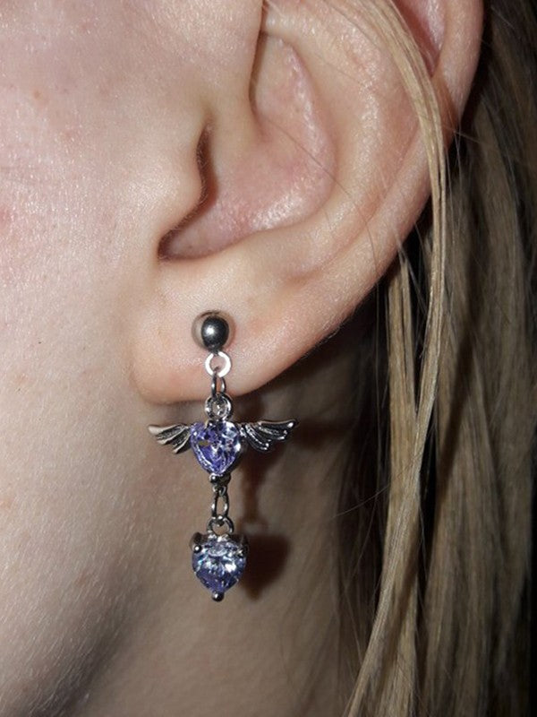 1pc Winged Heart Drop Earring