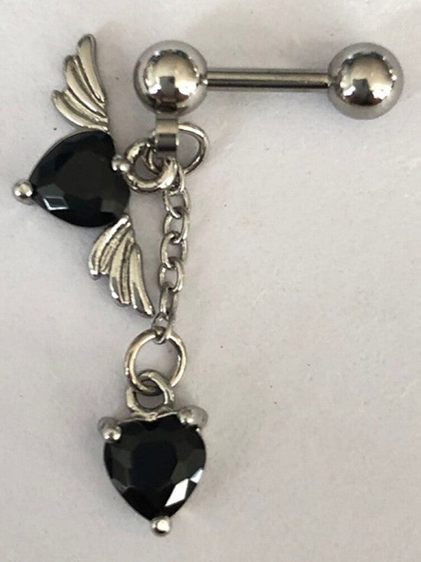 1pc Winged Heart Drop Earring