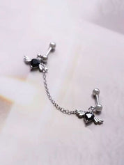 Winged Heart Charm Chain Earrings