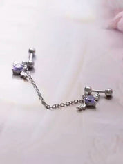 Winged Heart Charm Chain Earrings