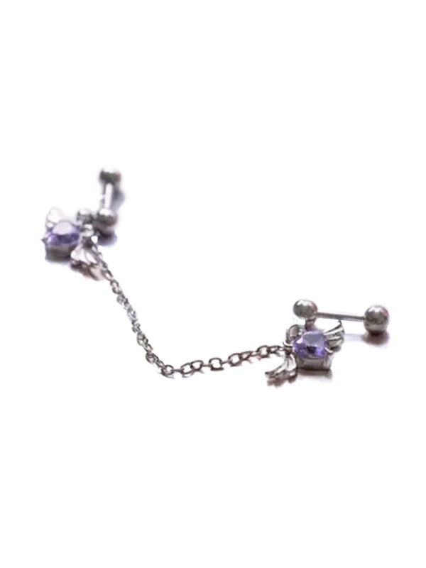 Winged Heart Charm Chain Earrings