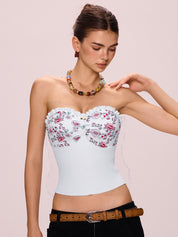 Patchwork Floral Knitted Bandeau Top