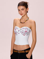 Patchwork Floral Knitted Bandeau Top