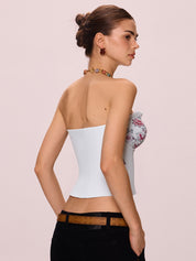 Patchwork Floral Knitted Bandeau Top