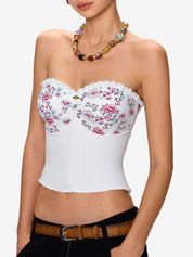Patchwork Floral Knitted Bandeau Top