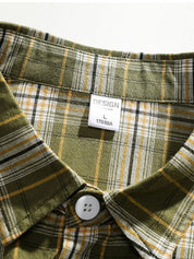 Men's Pocket Buttoned Short Sleeve Checkered Shirt