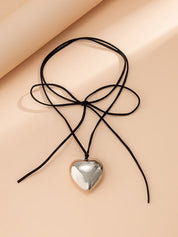 Adjustable Chunky Heart Charm Necklace