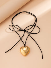 Adjustable Chunky Heart Charm Necklace