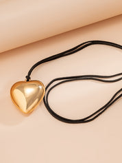 Adjustable Chunky Heart Charm Necklace