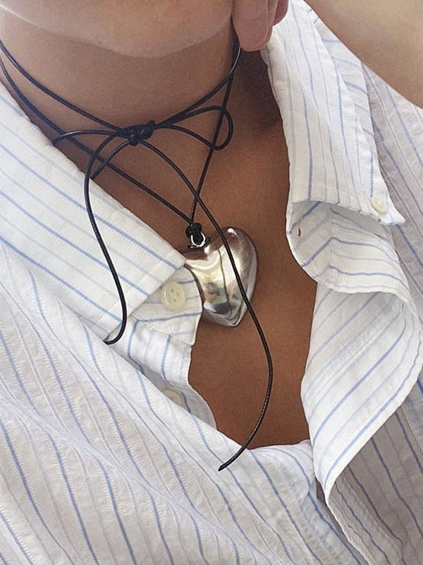 Adjustable Chunky Heart Charm Necklace