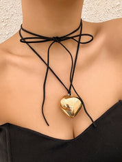 Adjustable Chunky Heart Charm Necklace