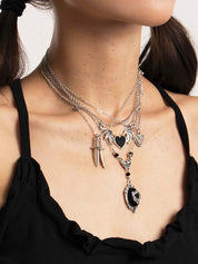 5pcs Punk Mixed Pendant Necklace Set