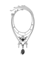 5pcs Punk Mixed Pendant Necklace Set