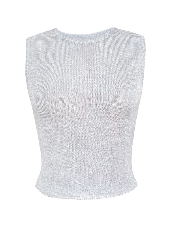 Semi Sheer Metallic Tank Top