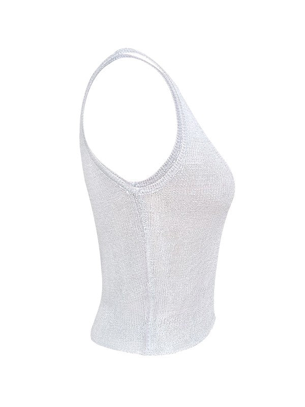 Semi Sheer Metallic Tank Top