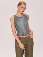 Semi Sheer Metallic Tank Top