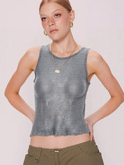 Semi Sheer Metallic Tank Top