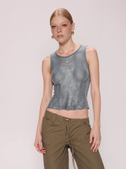 Semi Sheer Metallic Tank Top