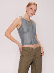 Semi Sheer Metallic Tank Top