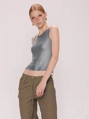 Semi Sheer Metallic Tank Top