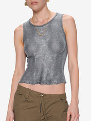 Semi Sheer Metallic Tank Top