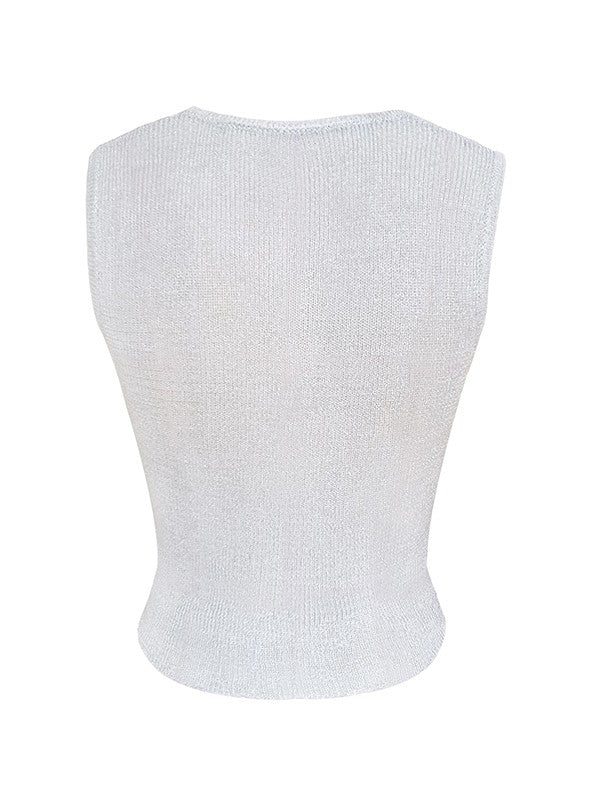 Semi Sheer Metallic Tank Top