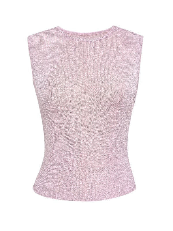 Semi Sheer Metallic Tank Top