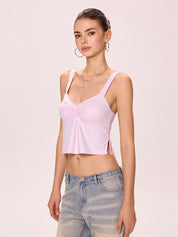 Low Cut Sleeveless Sweetheart Neck Cropped Tank Top