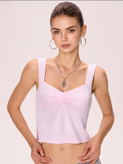 Low Cut Sleeveless Sweetheart Neck Cropped Tank Top