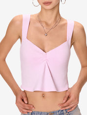 Low Cut Sleeveless Sweetheart Neck Cropped Tank Top