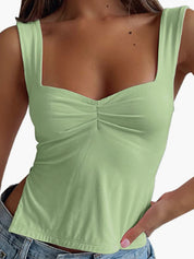 Low Cut Sleeveless Sweetheart Neck Cropped Tank Top
