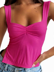 Low Cut Sleeveless Sweetheart Neck Cropped Tank Top