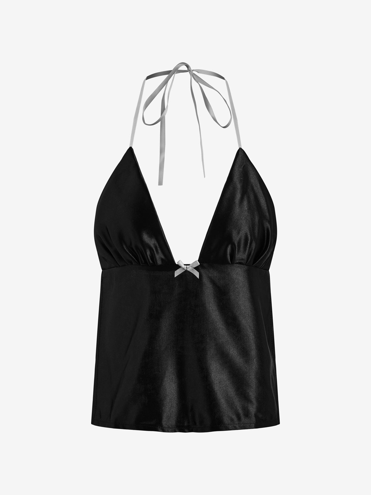 Halter Satin Crop Cami Top
