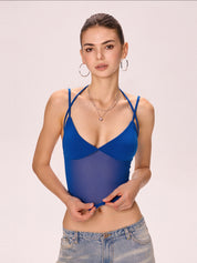 Semi Sheer Mesh Crop Cami Top