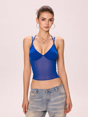 Semi Sheer Mesh Crop Cami Top