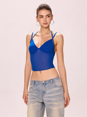 Semi Sheer Mesh Crop Cami Top