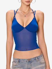 Semi Sheer Mesh Crop Cami Top