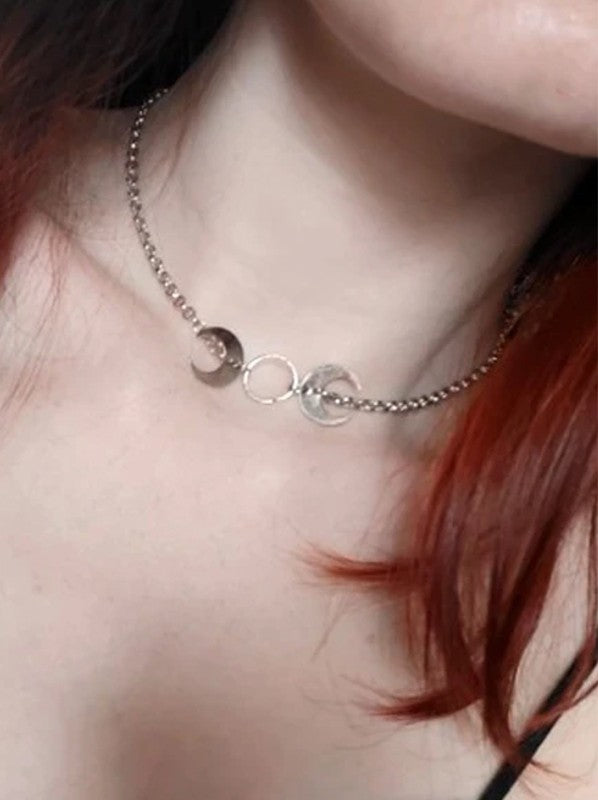 Double Crescent Moon Charm Necklace