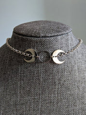 Double Crescent Moon Charm Necklace