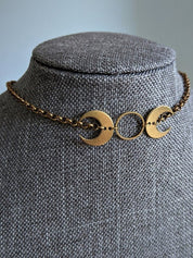 Double Crescent Moon Charm Necklace